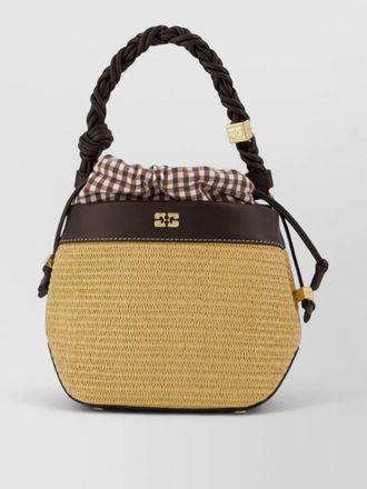 Ganni bou tote bag synthetic braided handle