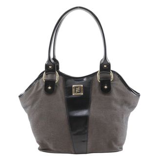 Fendi Brown Canvas Leather Tote Bag (Pre-Owned)