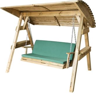 Zest Zest Pad & Back Cushion Miami Santorini 3 Seater Swing Seat Bench Green Burghley