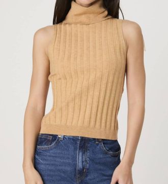 French Connection Turtleneck Tank Sweater In Camel