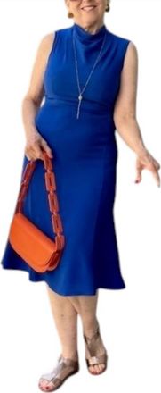Donna Morgan Sleeveless Cowl Neck Dress In Princess Blue