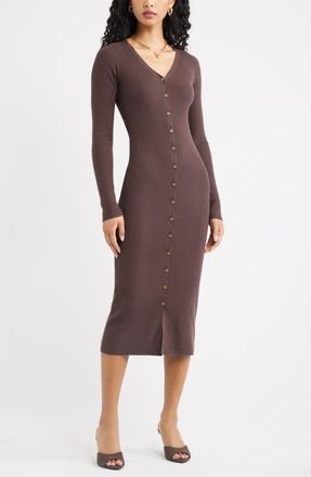 Open Edit Convertible Cardigan Dress in Brown Seal at Nordstrom, Size Xx-Small
