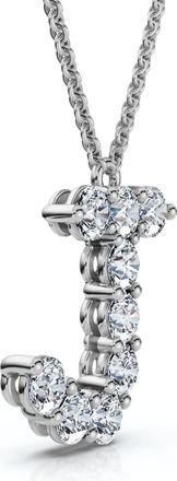 Pompeii3 1Ct Diamond Initial J Pendant 14k Gold 18 Necklace Lab Grown 5/8 Tall