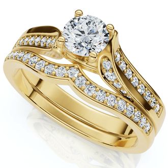 Pompeii3 1Ct Engagement Wedding Ring Set 14k Gold or Platinum Lab Grown