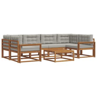 vidaXL Conjunto De Sof&aacute;s De Exterior 7 Pcs Gris Natural Y Claro Vidaxl