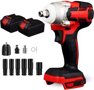 OEM Llave De Impacto Inal&aacute;mbrica Sin Escobillas De 1/2 Compatible Con Bater&iacute;a De 18 V, 300 Nm, 2 Velocidades, 2 En 1, Con Luz Led Para Coche