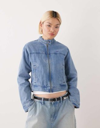 Vans Premium - Pomona Station - Giacca senza colletto blu medio lavaggio stone wash/blu