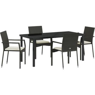 vidaXL Vidaxl - Conjunto De Comedor De Jard&iacute;n Con Coj&iacute;n 5 Pcs Negro Polirat&aacute;n