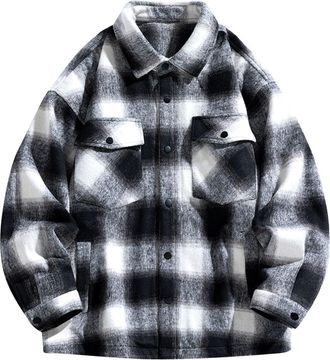 Generic Flannel Shirts for Men UK Sale Clearance Casual Button Down Plaid Shirt Jacket Checked Tartan Long Sleeve Cardigan Casual Smart Jackets Collared Autum