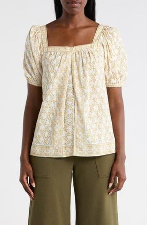 Max Studio Puff Sleeve Top in Cream/Gold Pretty Wreath at Nordstrom Rack, Size X-Small