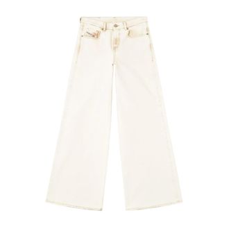 Diesel Wide Jeans, female, White, Size: W27 White Silk & Nylon Trousers