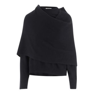 Darkpark Maglione in lana e cashmere con drappeggio - - Knitwear - Donna - Nero - S