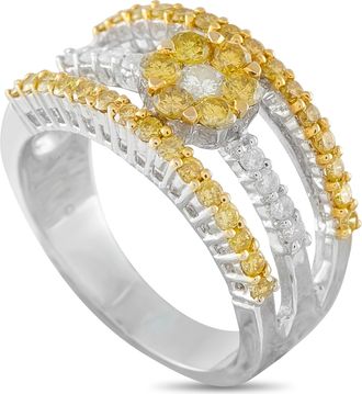 Luxury Bazaar 18K White Gold 1.10ct Fancy Yellow and White Diamond Ring MF04-081926