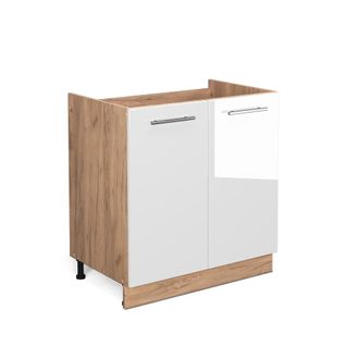 Vicco Armario Bajo Para Fregadero Fame-line, Blanco Alto Brillo, 80 Cm Sin Encimera Vicco