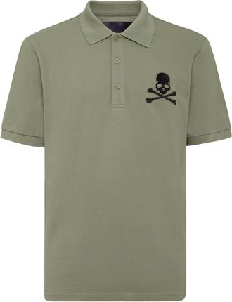 Philipp Plein Skull & Bones embroidered cotton polo shirt - men - Cotton - XXXL - Green