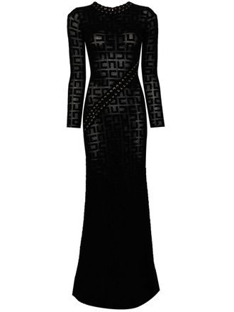 Elisabetta Franchi Abito lungo con ricamo - Nero