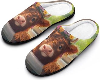 Generic Highland Cow Mens Slippers Comfortable And Non-slip Cotton Slipper Shoe for House