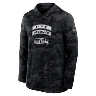 Nike Seattle Seahawks Salute to Service Sideline Nike Mens Dri-FIT NFL Long-Sleeve Hooded Top in Black | 03B90ILOA2U-YUN