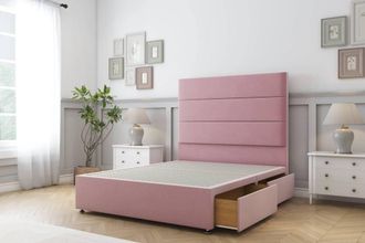Sloomy Texas Plush Divan Set 2 Drawers-26 Headboard in Pink | Size: Small Double