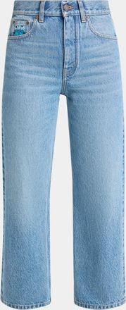 Chlo&eacute; Embroidered-Logo Straight Jeans