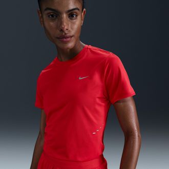 Nike Womens Swift Dri-FIT Short-Sleeve Running Top in Red | HM9698-696