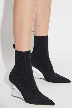 Balmain Wedge Ankle Boots, Womens, Black