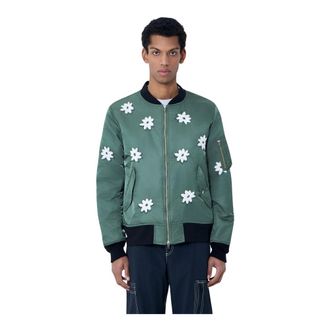 Noma t.d. NOMA t.d., Bomber Jackets, male, Green, Size: 2XL Embroidered Bomber Jacket