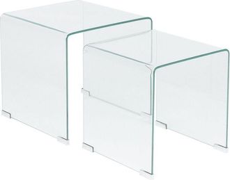 Beliani Set of 2 Side Tables KENDALL Tempered Glass Transparent
