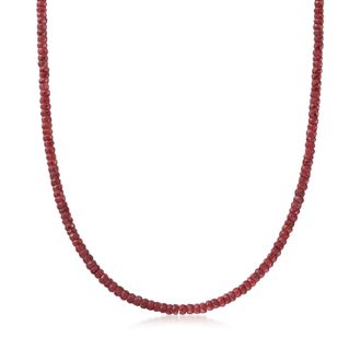 Ross-Simons Ruby Bead Necklace With 14kt Yellow Gold Magnetic Clasp