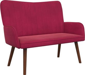 vidaXL Sof&aacute; De 2 Plazas Rojo Vino 115 X 61 X 87 Cm Terciopelo Vidaxl