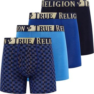 True Religion Boxer Briefs Stretch Underwear Pack of 4 in Blue/gold at Nordstrom, Size Medium