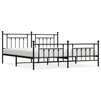 Berkfield Home Metal Bed Frame with Headboard & Footboard Black 193x203 cm