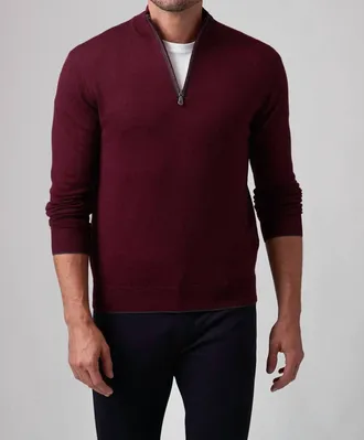 Raffi Palmer Mock Zip Sweater In Merlot