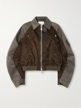 sacai Bomber In Tela Di Cotone E Shell - Marrone