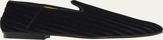 Tom Ford Mens Striped Velvet Loafers