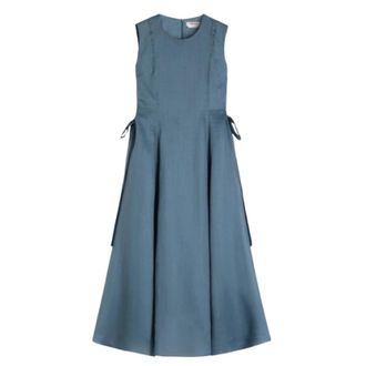 Max Mara Aquile Canvas Midi Jurk - Dames - Casual kleedjes - Blauw - S - Katoen - Kleedjes