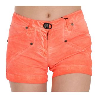 Plein Sud Denim Shorts, female, Orange, Size: 3XS Mid Waist Mini Short