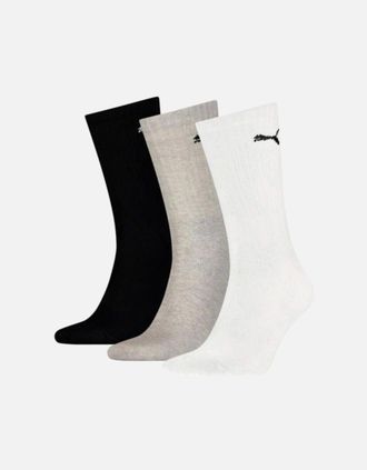 Puma Mens 3-Pack Sports Socks, Black/White/Grey - Size: 9/9.5/10/10.5/11/11.5/12