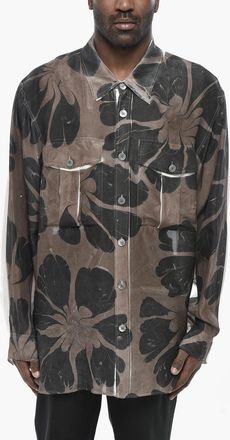 Dries Van Noten Camcia in Seta DESSIN Trasparente a Fantasia Dries Van Noten