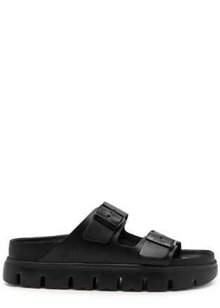Birkenstock X Papillio Arizona Leather Flatform Sliders - Black - 41 (IT41/ UK8)