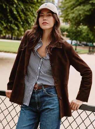 Contemporaine Womens Matilda shirt-collar suede jacket