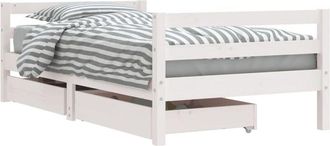 vidaXL Kids Bed Frame with Drawers White 80x160 cm Solid Wood Pine Vidaxl