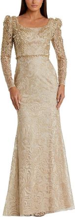 Mac Duggal Embroidered Applique Shoulder Detail Trumpet Gown
