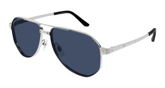 Cartier Santos de Cartier Polarized Blue Pilot Mens Sunglasses CT0461S 002 60