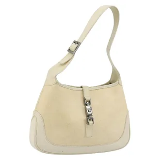 Gucci Vintage Jackie Shoulder Canvas And Leather Beige Canvas Handbag (Pre-Owned)