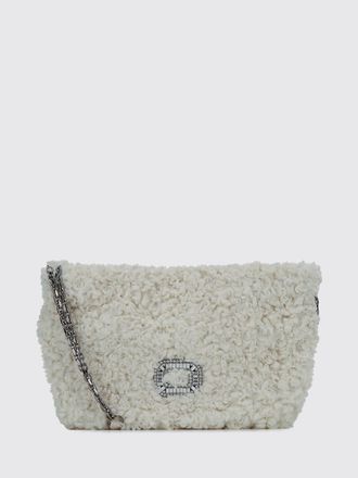 Roger Vivier Pilgrim Shearling Mini Shoulder Bag with Crystal Buckle