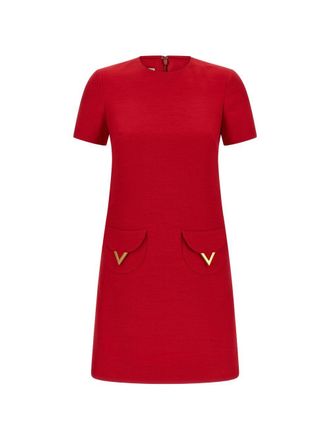 Valentino Womens Vlogo Signature Wool And Silk Dress