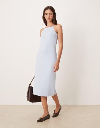 Calvin Klein Jeans Vestito con spalline sottili blu traforato con monogramma