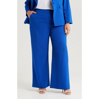 Tahari by ASL Wide Leg Pants in Cobalt at Nordstrom, Size 14W