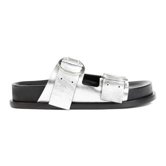 Jil Sander Schoenen, Dames, Grijs, 40 EU, Leer, Silver Moon leren sandalen